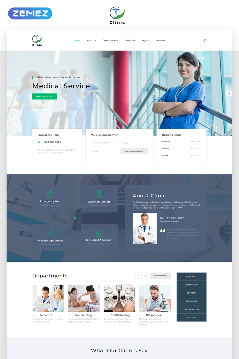 "Clinic - Medical Service Multipage HTML5" - адаптивний Шаблон сайту №69211