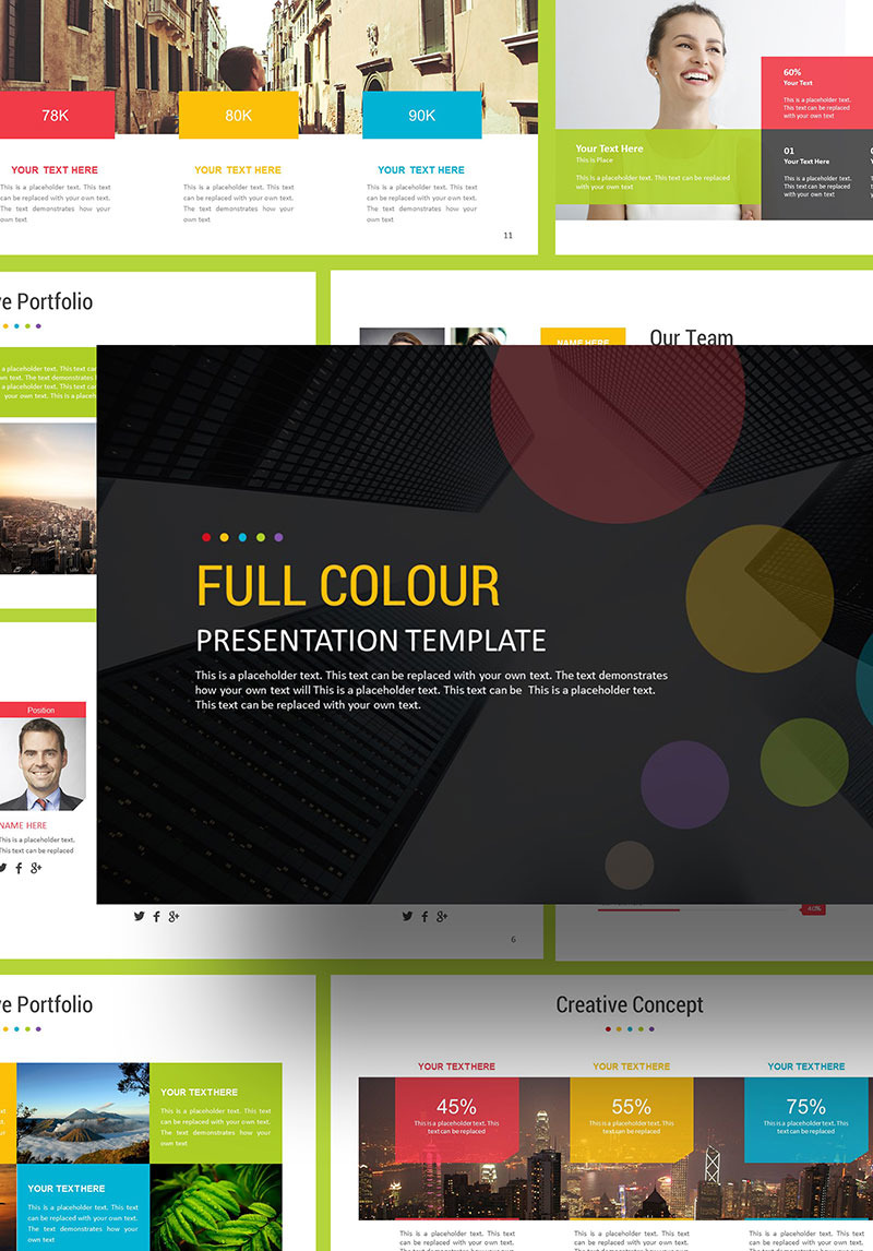 Full Color Presentation PowerPoint Template #69230