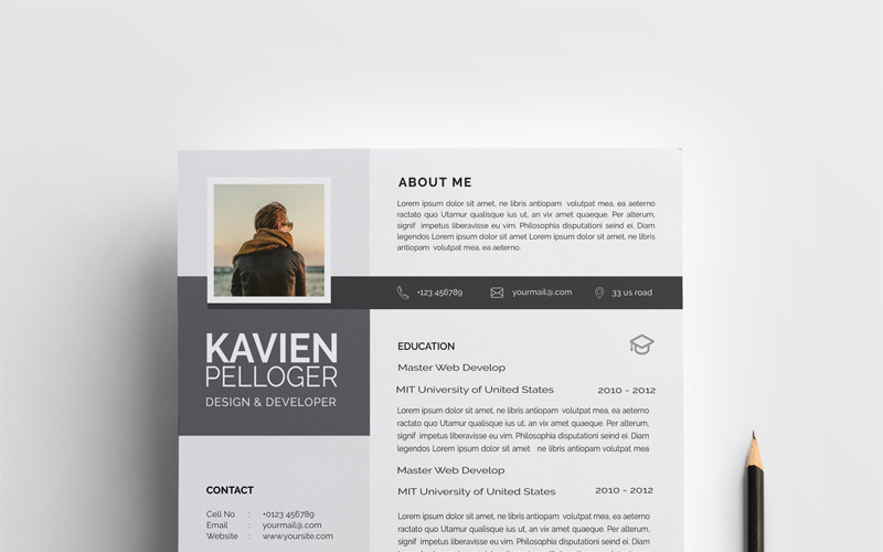 Pelloger word Resume Template with cover letter