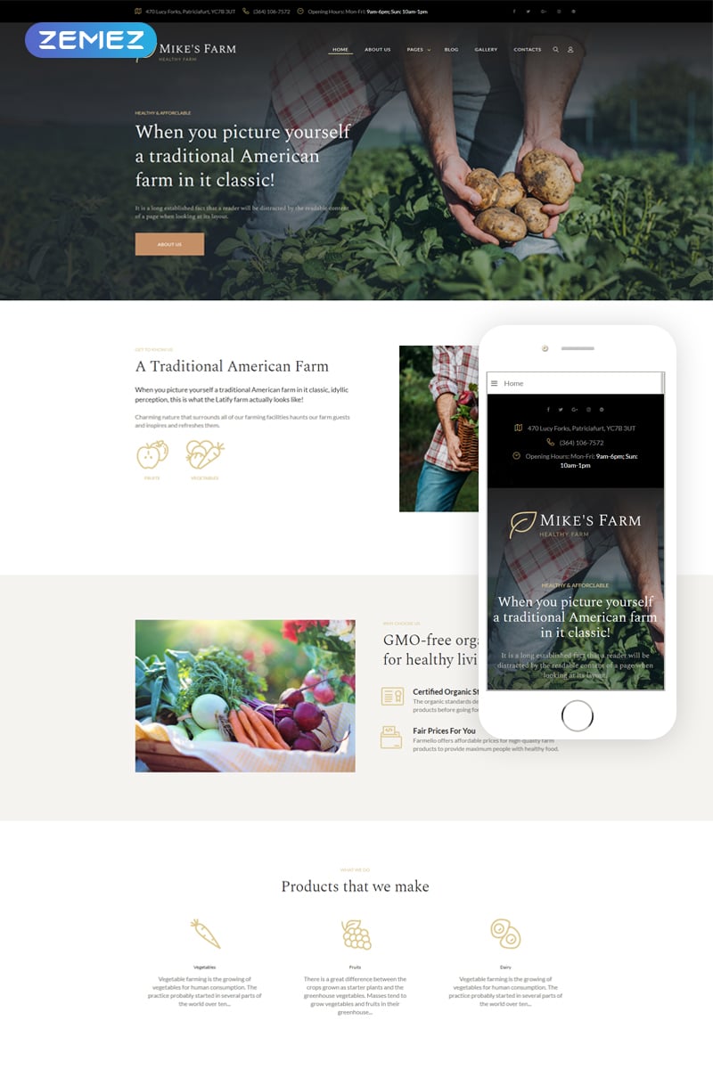 Plantilla Joomla "Mike's Farm - Food Responsive Simple" #69260