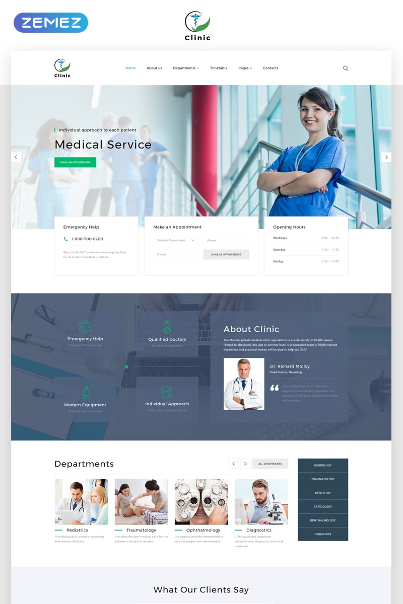 Plantilla Web "Clinic - Medical Service Multipage HTML5" #69211 - captura de pantalla