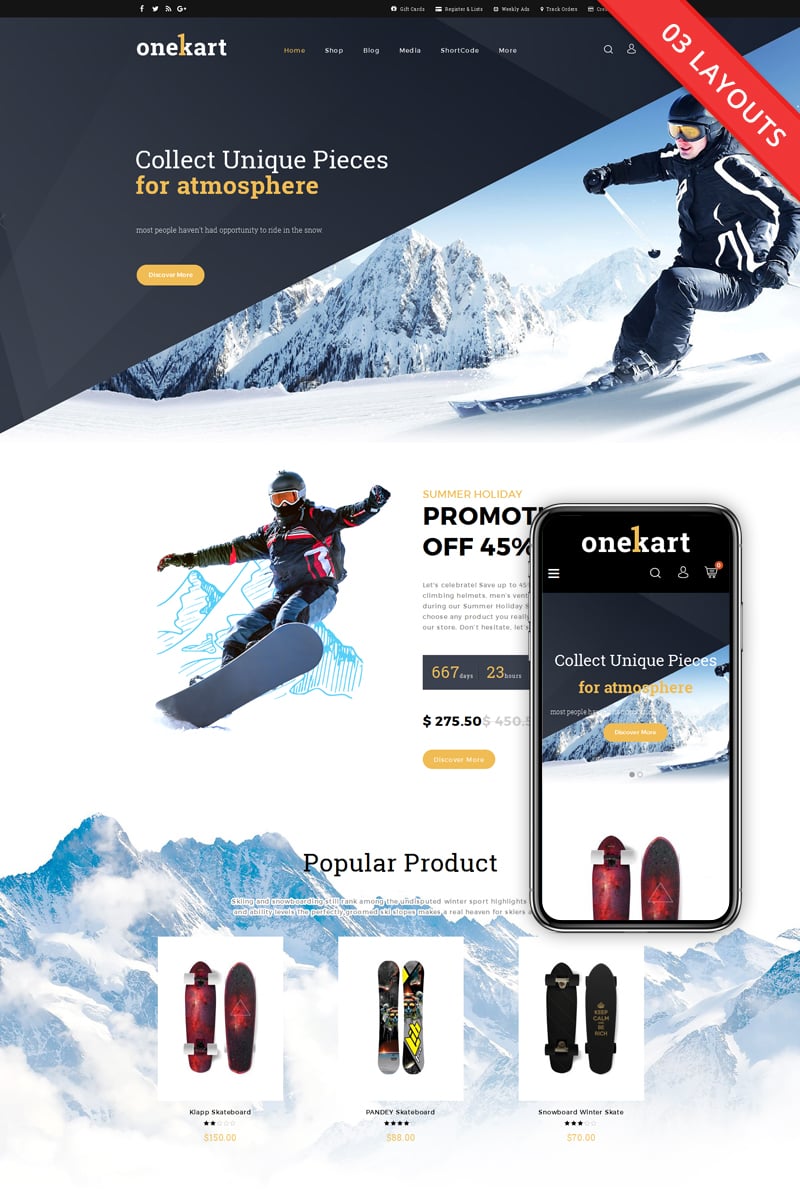 Tema WooCommerce "OneKart Multipurpose Store" #69229