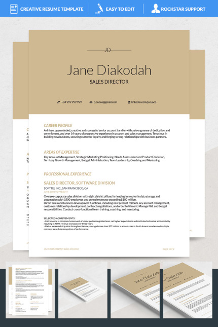 Template #69374 Resume Word Webdesign Template - Logo template Preview