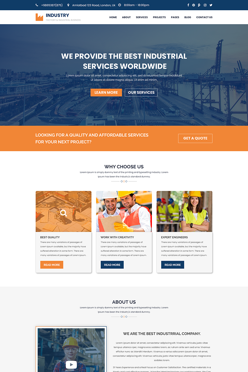 Industry - Factory, Construction & Industrial PSD Template