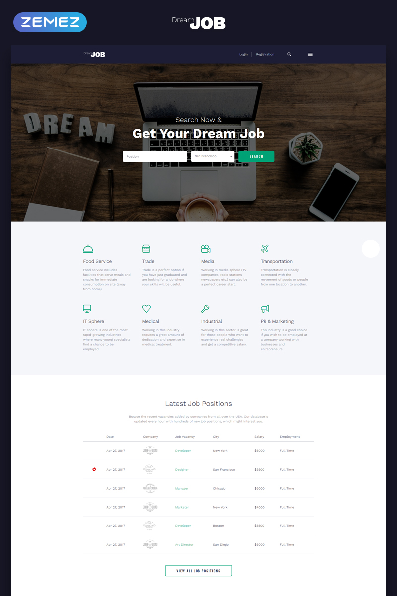 Dream Job - Job Portal Multipage HTML5 №69319