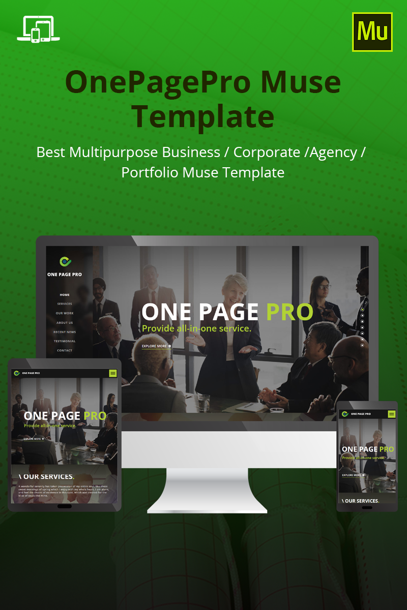 OnePagePro Muse Template - screenshot