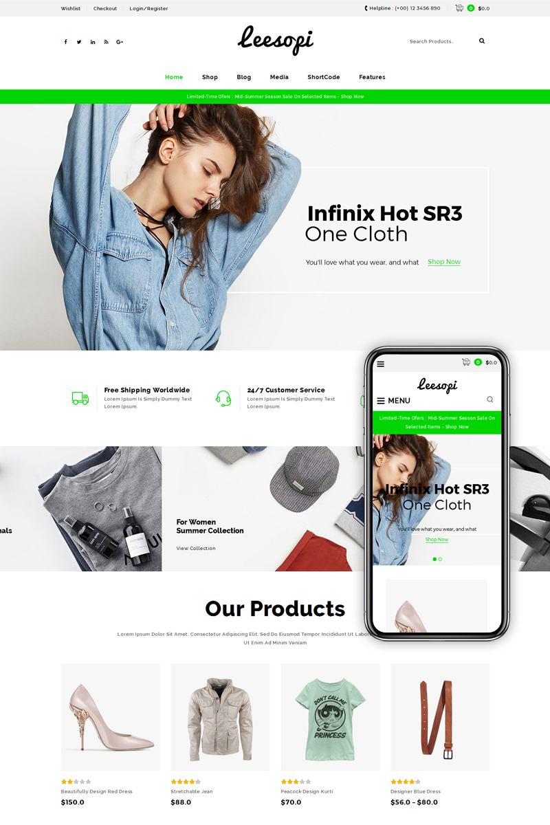Responsive Leesopi Multipurpose Store Woocommerce #69368