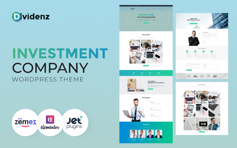 Dividenz - Investment Company WordPress Elementor Theme WordPress Theme