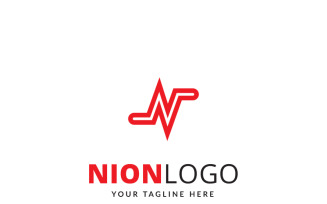 Neon N Letter Logo Template