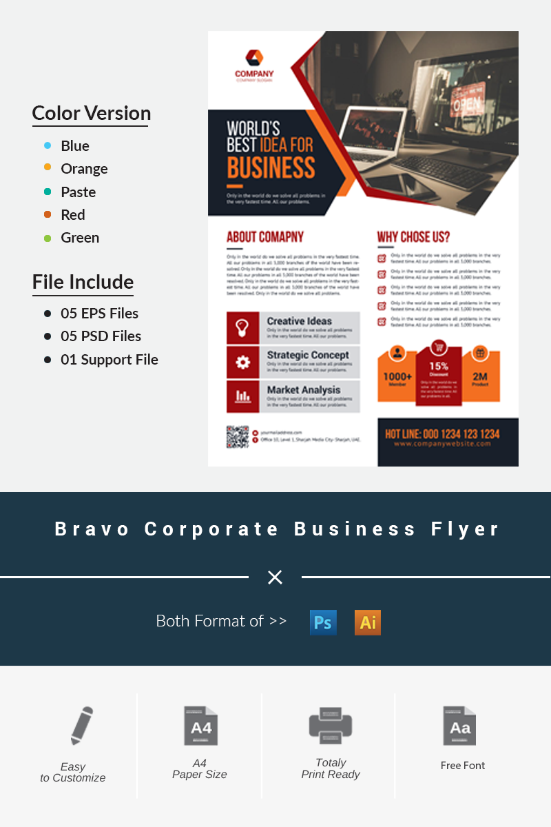 Plantilla De Identidad Corporativa "Bravo Corporate Business Flyer" #69461