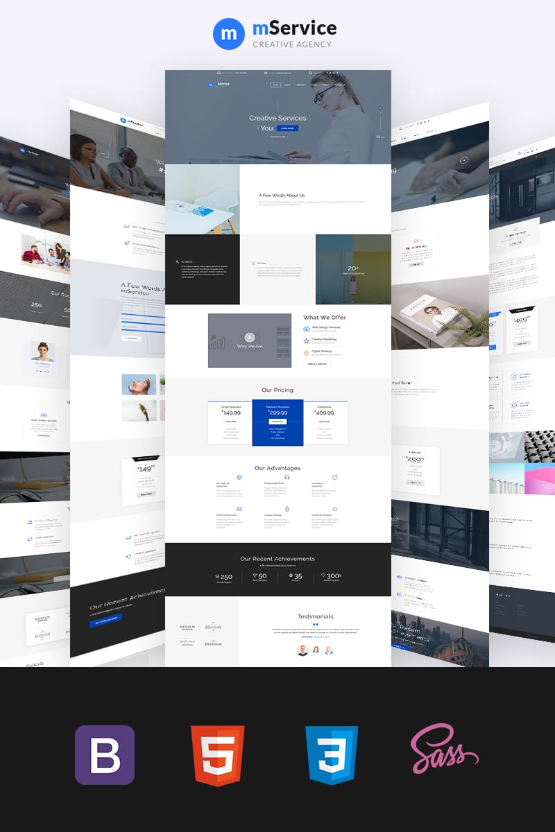 Plantilla Web "Mservice - Stylish Creative Agency Multipage" #69486