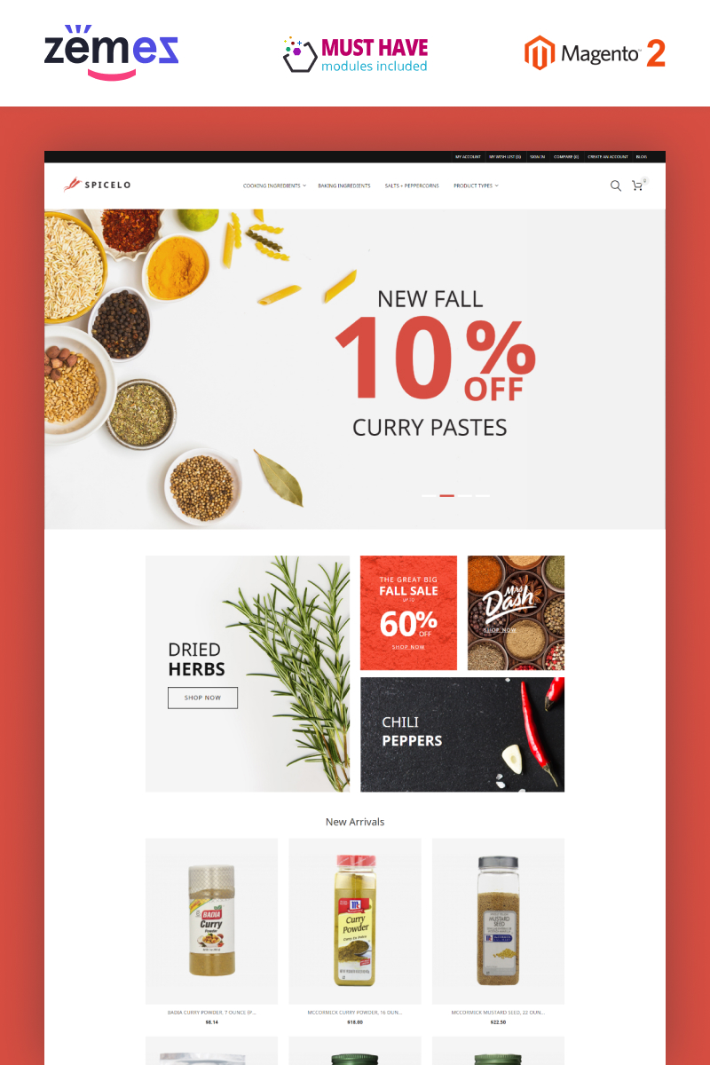 Responsywny szablon Magento Spicelo - AMP Spice Shop #69400