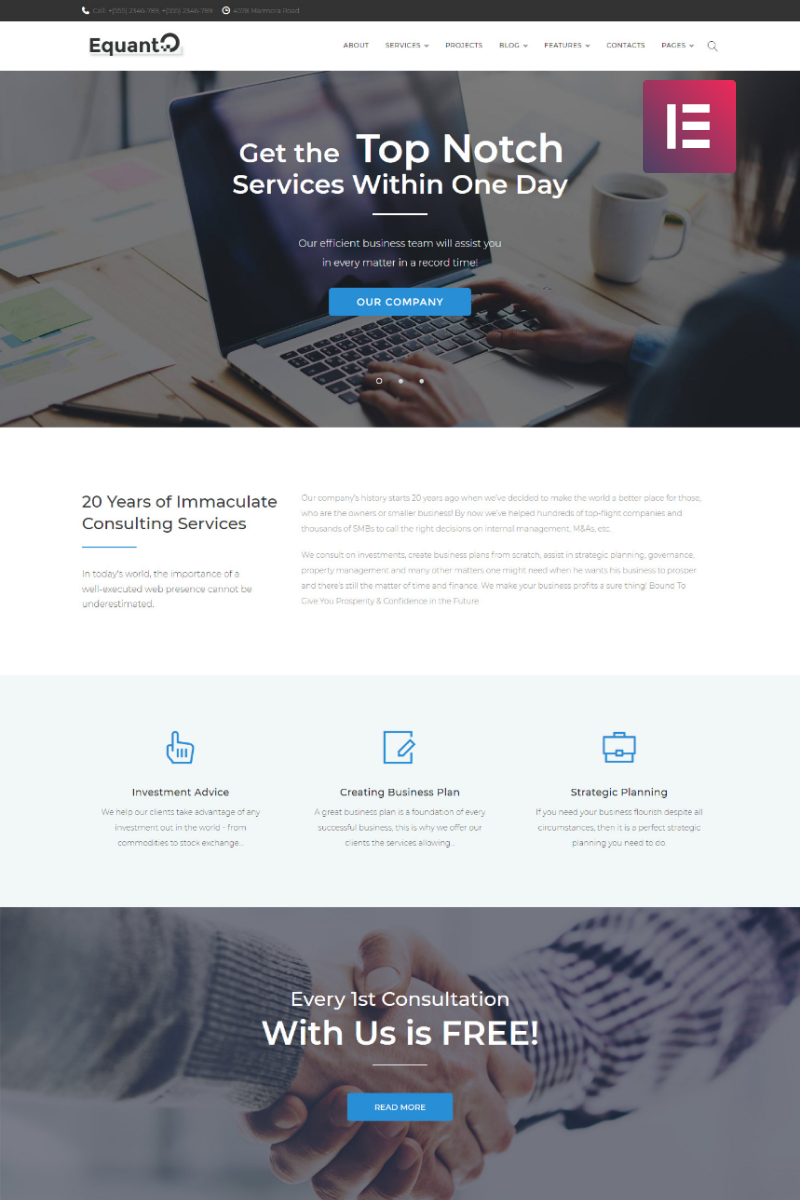 Equanto - Business Consulting WordPress Elementor Theme