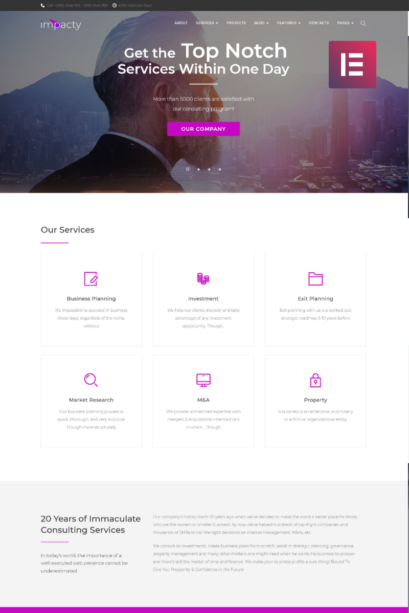 Impacty - Business Consulting WordPress Elementor Theme