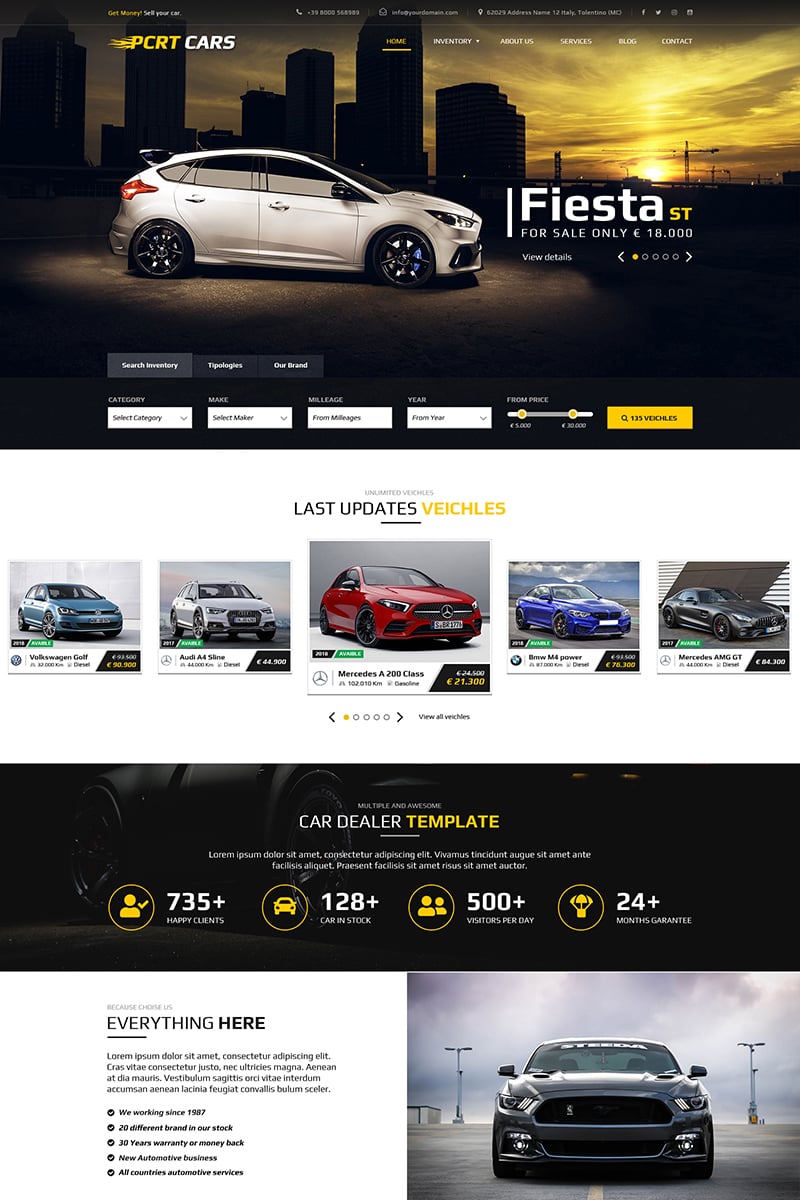 "Pcrt Cars - Automotive Car Dealer" Bootstrap PSD Template №69566