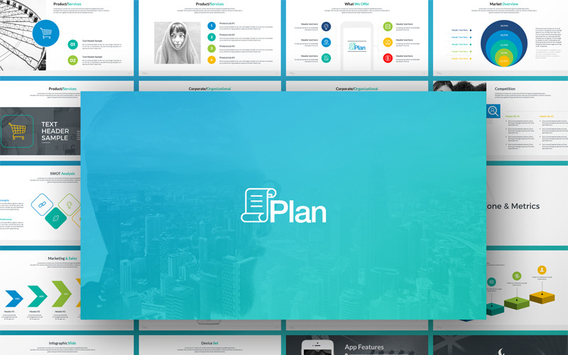 Plan - Business Plan & Infographic PowerPoint template PowerPoint Template