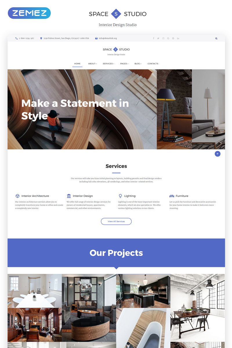 Reszponzív Space Studio - Interior Design Multipage HTML5 Weboldal sablon 69593