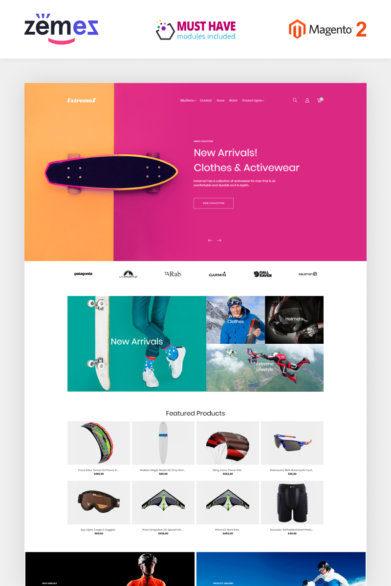 Tema Magento "ExtremeZ - Extreme Sports" #69584 - captura de pantalla