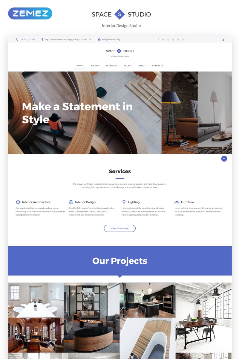 Website Vorlage namens "Space Studio - Interior Design Multipage HTML5" #69593