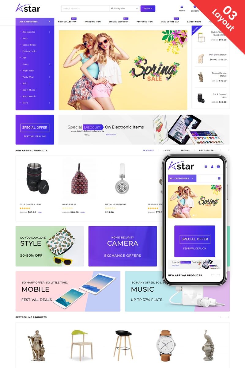 WooCommerce Theme namens "A-Star - Multi Purpose Store" #69569