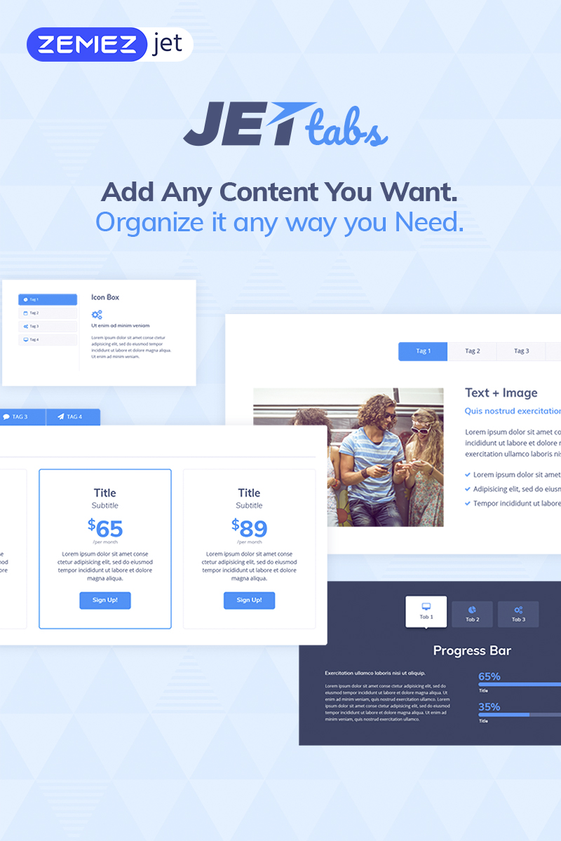 WordPress Plugin namens "JetTabs - Tabs und Akkordeons für Elementor Page Builder" #69512 - Screenshot