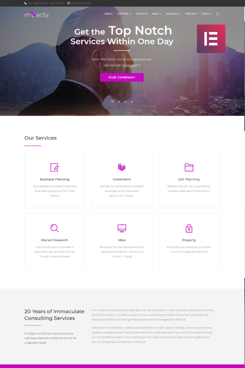 WordPress Theme namens "Impacty - Business Consulting Elementor" #69561