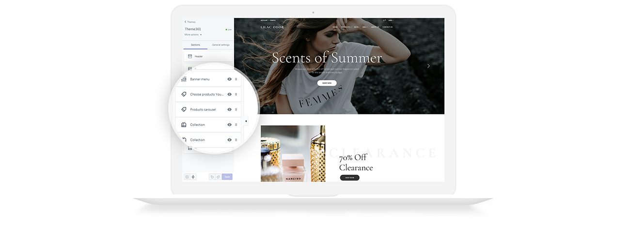 парфюмерный магазин shopify тема