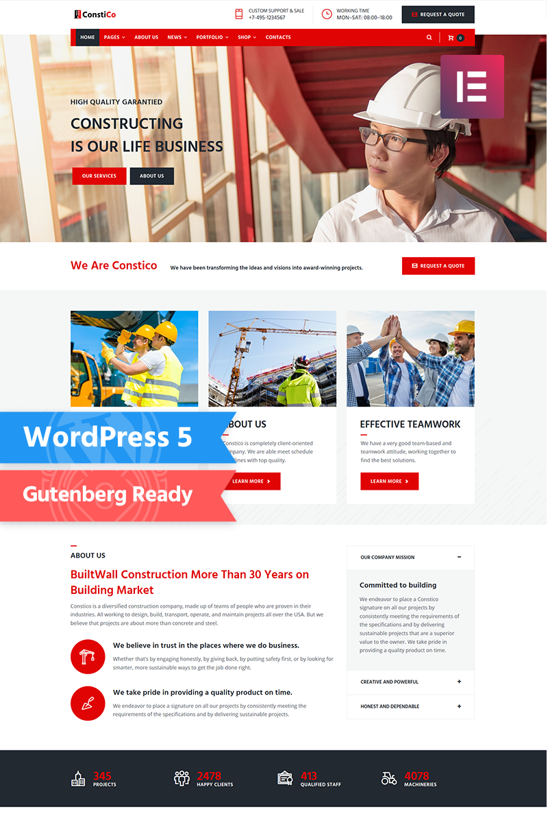 Constico - Construction WordPress Elementor Theme
