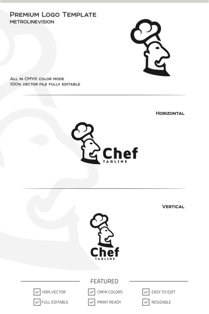 Template #69813 Chef Cook Webdesign Template - Logo template Preview