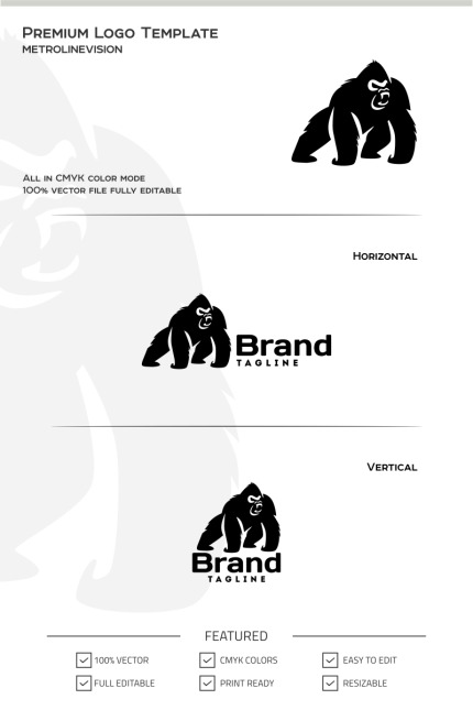 Template #69819 Gorilla Gorillas Webdesign Template - Logo template Preview