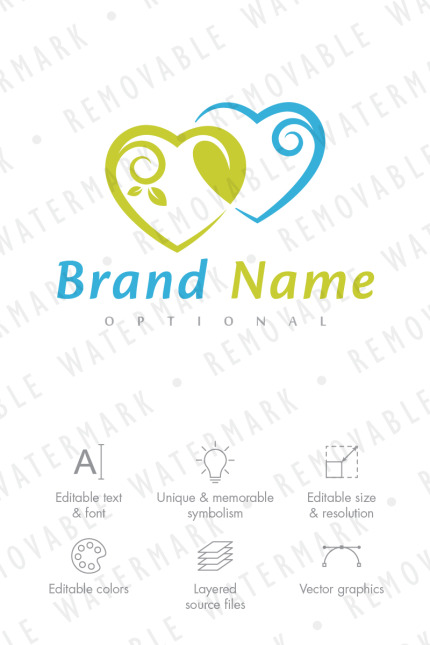 Template #69889 Love Heart Webdesign Template - Logo template Preview