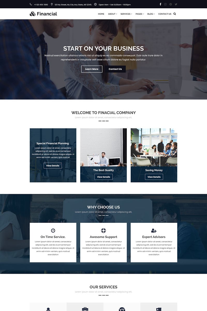 "Financial - Business & Finance Consulting" Responsive PSD Template №69866