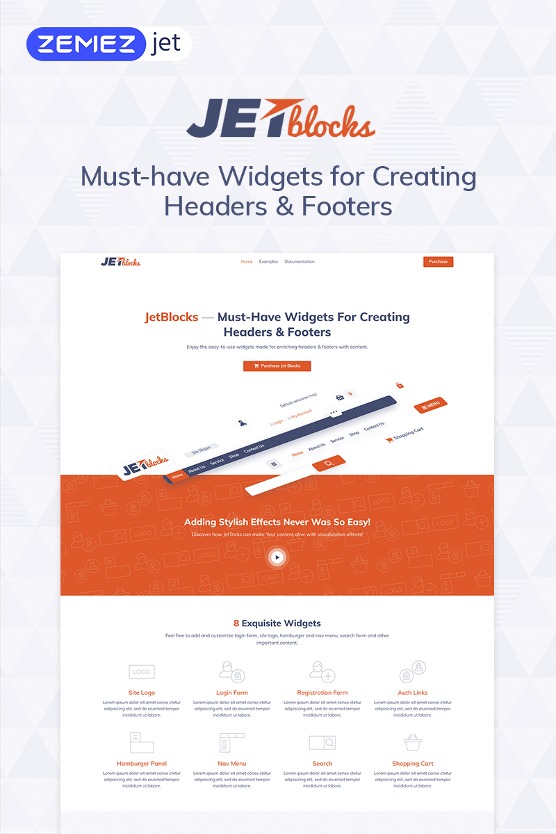 "JetBlocks - Widgets d'en-tête et de pied de page pour Elementor" wordPress Plugin #69867 - screenshot