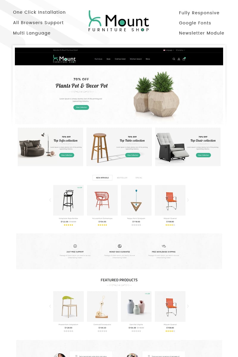 Mount - Furniture Store OpenCart Template - screenshot