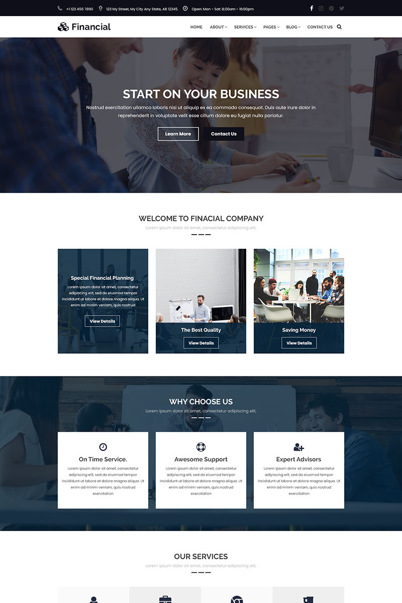 Reszponzív Financial - Business & Finance Consulting PSD sablon 69866