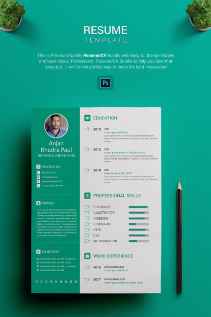 Template #69957 Resume Cover Webdesign Template - Logo template Preview