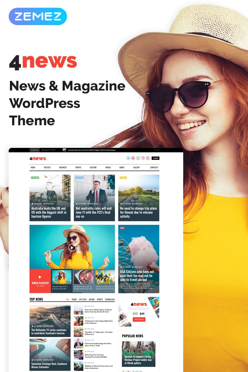 4News - News & Magazine Elementor Tema WordPress №69946