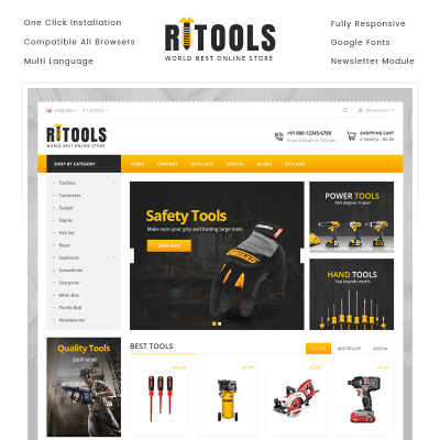 Online Tools Store OpenCart Template #69910
