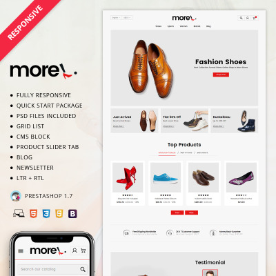 PrestaShop шаблон "More - Shoes Store" #69989