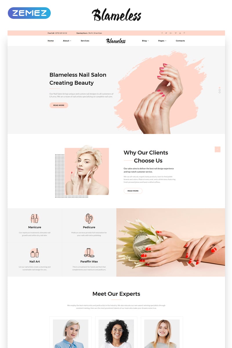 Responsivt Blameless - Nail Salon Multipage HTML5 Hemsidemall #69974 - skärmbild