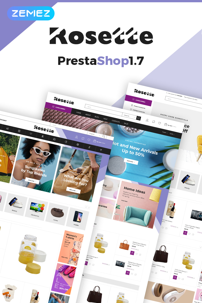 "Rosette - Multi-Category Store" - адаптивний PrestaShop шаблон №69998