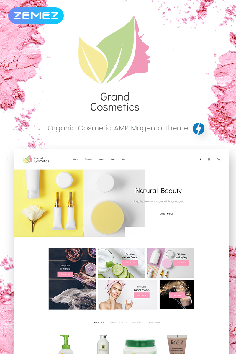 Tema Magento "GrandCosmetics - Cosmetics Store" #69902