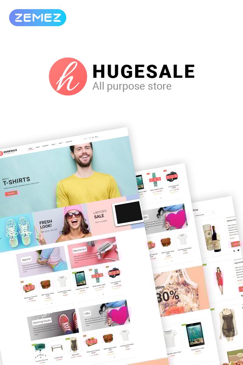 "Hugesale - Multipurpose Store Elementor" thème WooCommerce adaptatif #70085