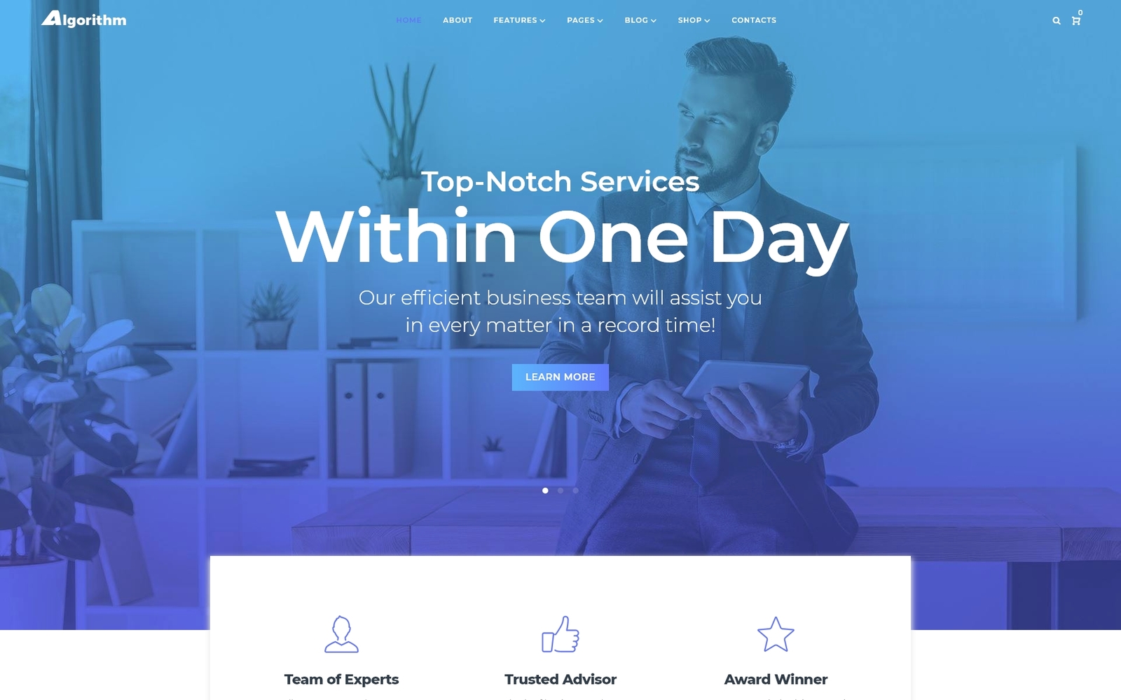 "Algorithm - Business Marketing Elementor" Responsive WordPress thema №70111