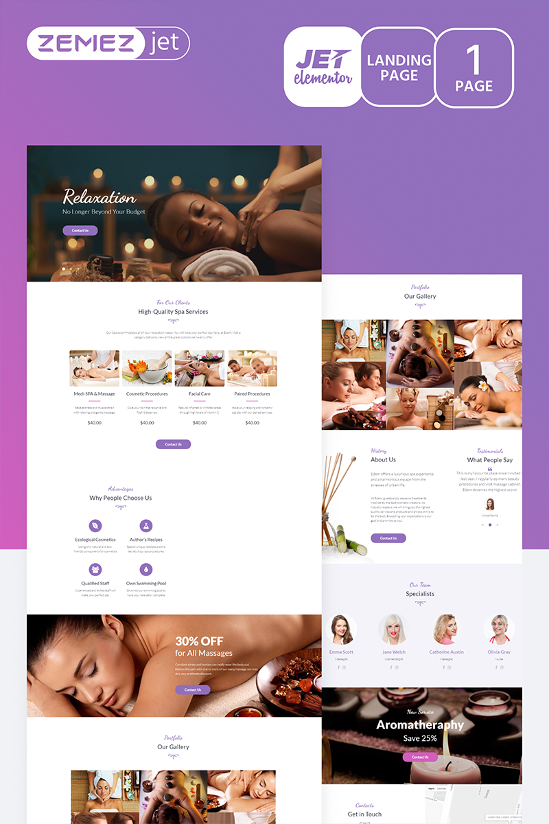 Aromico - Spa Salon Jet Template de Elementor №70172 - captura de tela