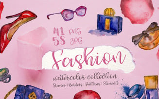 Fashion Glamour PNG watercolor set - Illustration