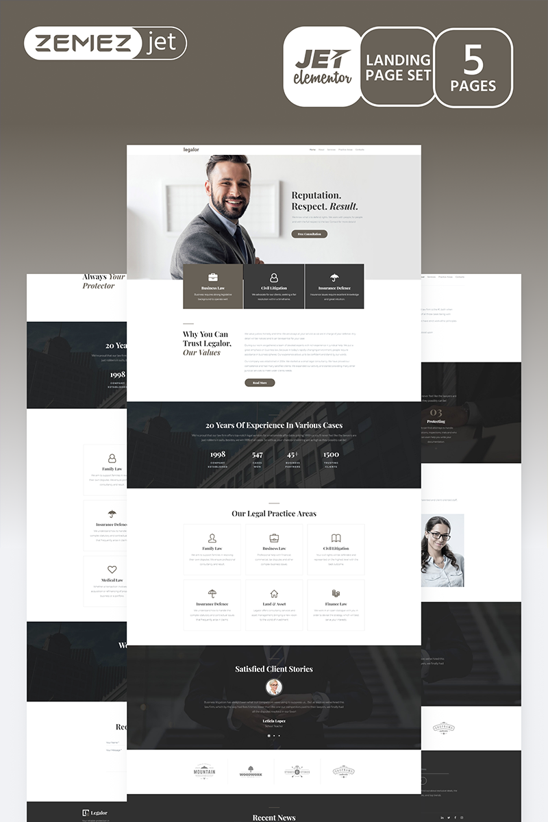Justicon - Lawyer Elementor Jet Elementor Template - screenshot
