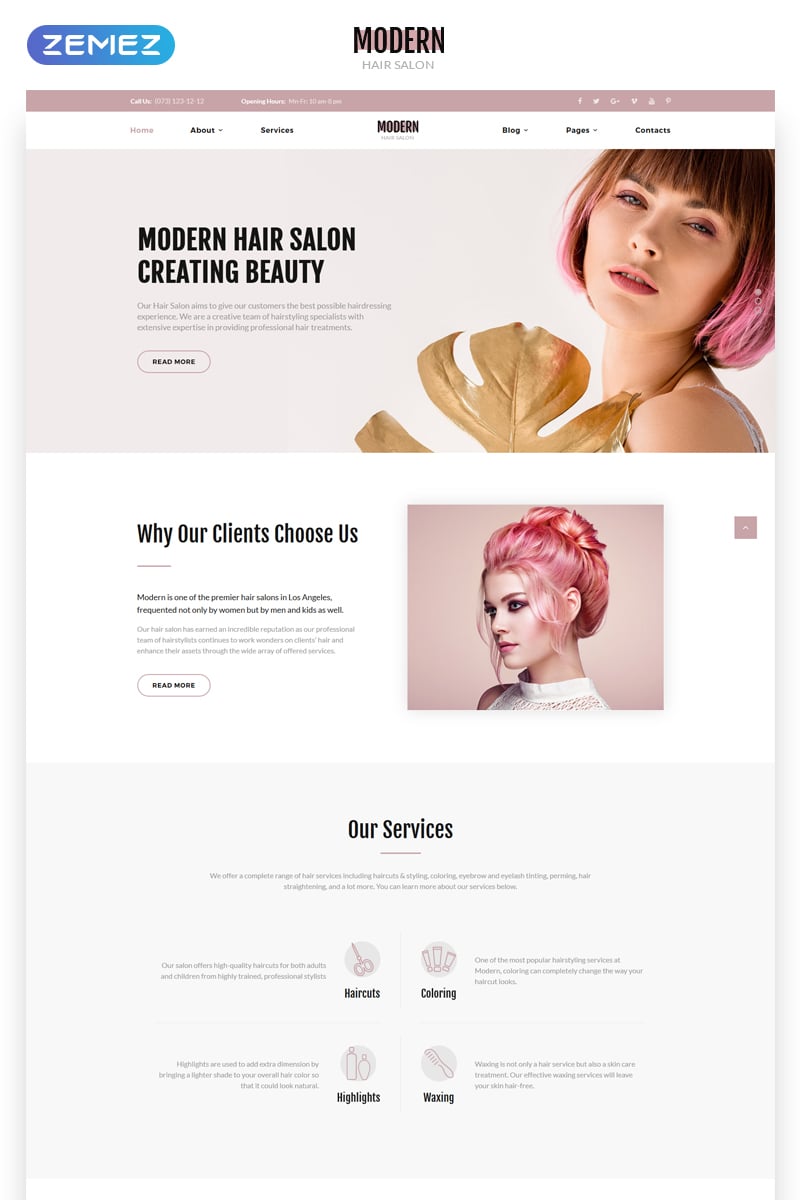 Plantilla Web "Modern - Vivid Hair Salon Multipage" #70125