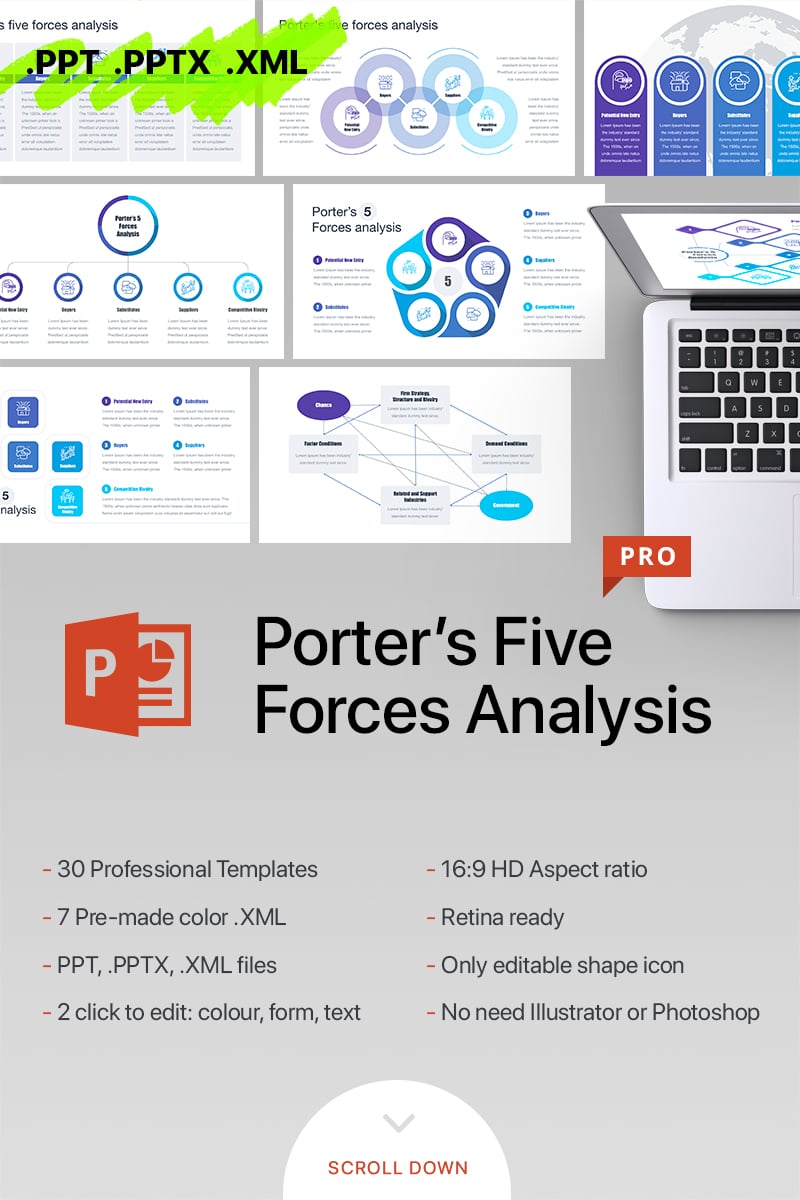 Porters Five Forces Analysis PowerPoint Template - screenshot