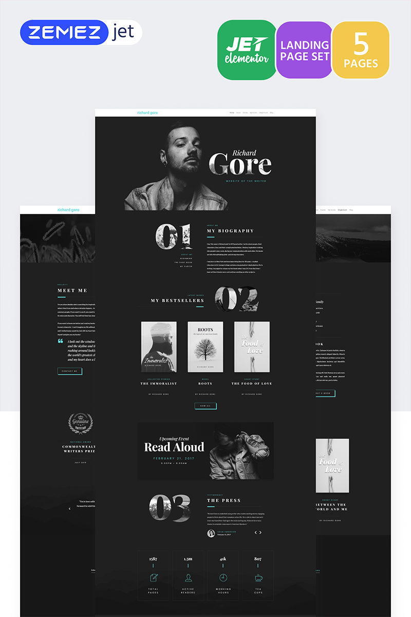 Prosaica - Writer Portfolio Jet Elementor Template - screenshot